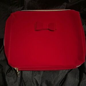 Estee Lauder Red Cosmetic Bag with Bow Accent